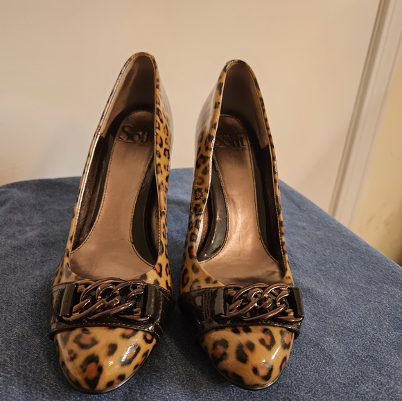 Söfft Leopard Leather Pumps Patent Comfortable - Picture 2 of 9